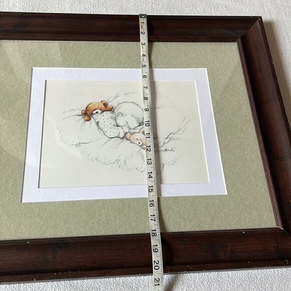 Vintage Maki Signed Framed Print for Nursery with Sleeping Baby and Bears - Picture 8 of 15